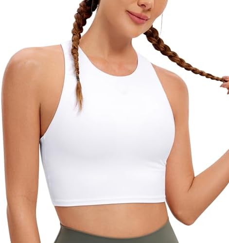CRZ YOGA Butterluxe Womens Racerback High Neck Longline Sports Bra
