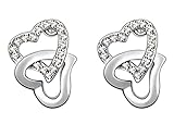 Mikiy Women's Alloy Heart Created Diamond Crystal Earring Studs