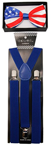 Stars & Stripes American Flag Unisex Adult Suspenders Bow Tie Set