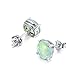 JunXin Three Color Round Cut Opal Stud Earring 7.5MM (Green)