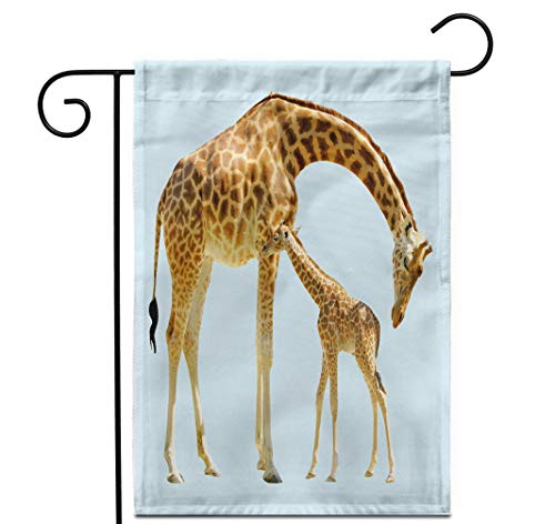 Awowee 12 X18 Garden Flag Blue Calf Giraffe And Baby Brown Head