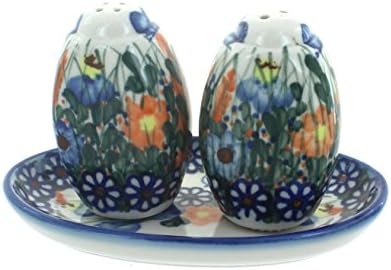 Blue Rose Polish Pottery Spring Butterfly Salt & Pepper Shakers