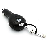 Rapid 3.1Amp Retractable Car Charger with Extra USB Port for iPhone 6 6S, Plus, 5S 5C 5 - Samsung Galaxy S6, S6 Edge, S5, S4, S3, S2, Mini, Active - Galaxy Note 5 4 3 2 Edge - LG G2 G3 G4 V10