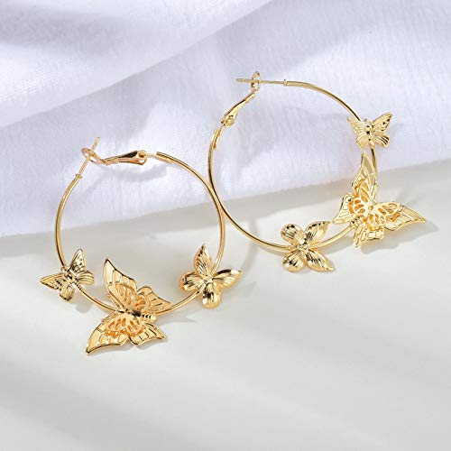 Earrings for Women, Women Butterfly Sweet Colorful Stud Earrings for Girls (Gold)