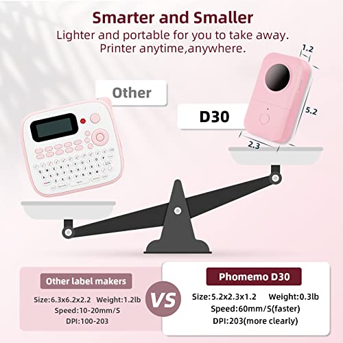 Memoqueen D30 Mini Label Printer Portable Thermal Bluetooth Label
