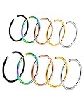 Mudder Nose Ring Hoop Cartilage Hoop Body Jewelry Piercing for Ear Cartilage Lip Nose, 20 Gauge, 10 Piece