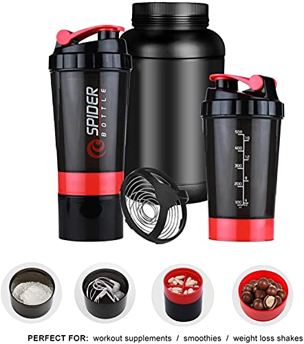 FITNESS-STATION-Spider-Protein-Shaker-Water-Bottle-Sipper-for-Gym-Red-Black-500-ML FITNESS STATION Spider Protein Shaker Water Bottle Sipper for Gym - 500 ML (Red)