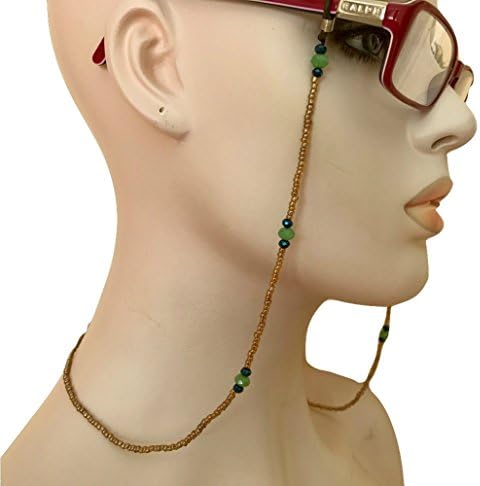 Beige Green Blue Hand Beaded Eyeglass Chain Holder