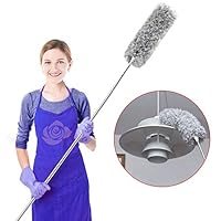 Aaskuu Microfiber Duster for Cleaning with Extension Pole (30 to 100 inches) with Bendable Head, Extendable Feather Duster for Cleaning Wall, High Ceiling Fan, Keyboard, Furniture, Cobwebs