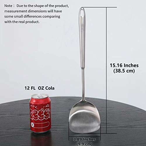 Newness Wok Spatula, [Rustproof, Heat Resistance, Integral Forming] Durable 304 Stainless Steel Spatula Turner with Vacuum Ergonomic Round Handle, Cooking Wok Turner Shovel for Kitchen, 15.16 Inches