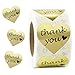 SJPACK Gold Heart Shape Thank You Stickers, Foil Decorative Sealing Labels, 500 Stickers/Roll, 1.5