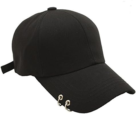 Unisex Daily Style Baseball Caps Ring Stud Piercing Design Curved Brim Hat (Black)