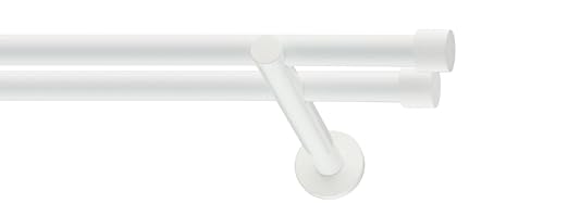 Sento 2-läufig Metall Gardinenstange Vorhangstange 19/19mm, Weiss Farbe Zoya 180 cm (2x180cm)