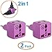 European Plug Adapter by Yubi Power 2 in 1 Universal Travel Adapter with 2 Universal Outlets - 2 Pack - Purple - Type C for Europe, France, Germany, Russia, Spain & more..