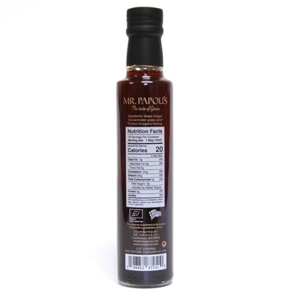 MR. PAPOU’S | ORGANIC BALSAMIC VINEGAR | FAMILY OWNED | HARVESTED IN GREECE | 8.5 OZ ORGANIC BALSAMIC VINEGAR