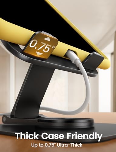 Lamicall Adjustable iPad Stand for Desk - [Ultra-Slim Foldable][360°Rotation] Tablet Stand with Heavy-Duty Base, Tablet Holder Gifts for 4.7-13" Devices, 2025 iPad Pro Air Mini, Kindle, iPhone 17 Pro