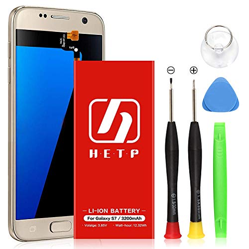 Galaxy S7 Battery Replacement 3200mAh, HETP Upgraded Internal Li-Polymer Battery EB-BG930ABE Replacement for Samsung Galaxy S7 G930 G930V G930T G930A G930P with Free Tool Kit - 18 Month Warranty
