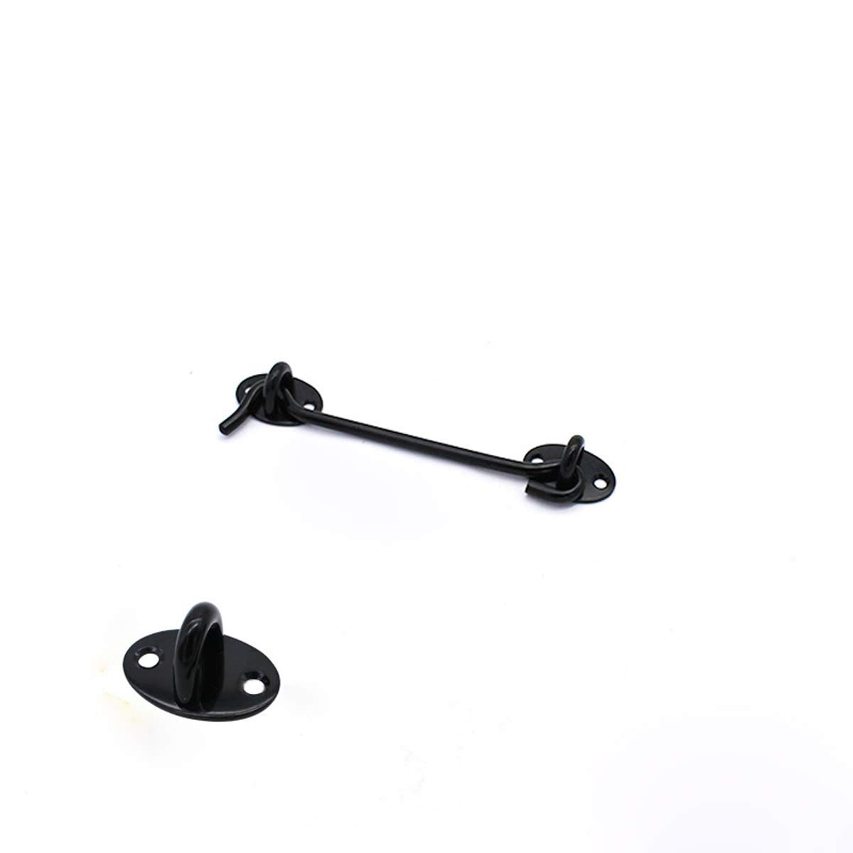 6 Inch Stainless Steel Black Cabin Hook Latches and Eye Hooks, Cabinet Door Hooks Window Hooks, Open Garden Gate Locks, Door Window Locks Bolts with Mounting Screws, 1 Pcs.