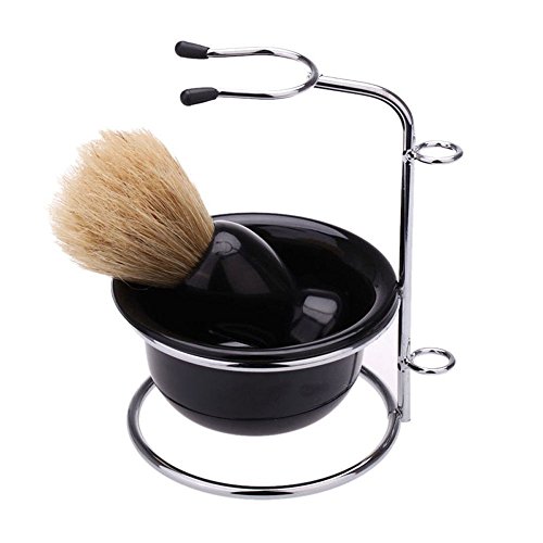 Efanr Men's Shaving Beard Kits Professional Bristle Hair Shaving Brush + Stainless Steel Shaving Brush Stand Holder +Razor + Bowl Mug Hair Shaving Tool Set