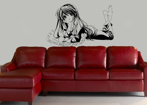 Wall Mural Vinyl Sticker Decal Anime Manga Pretty Girl on Pillow D1650