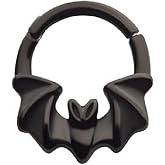 Pierced Owl 16GA Black PVD Vampire Bat Front Facing 316L Surgical Stainless Steel Septum Cartilage Helix Daith Hinged Segment Clicker Ring
