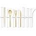 Bamboo Cutlery Set with 8.5 inch Stainless Steel Metal Straw and Cleaner，Extra Long 7.7 inch Bamboo Utensils for Travel and Camping，Portable with Case To Go (1 Set)