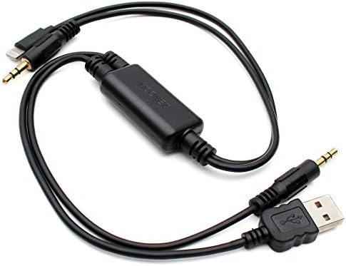 Yomikoo IPhone Charging cable, Car Kit MP3 Player Aux In Adapter fit for Audi BMW Toyota Honda Jeep Nissa Mazda Cadillac Ford