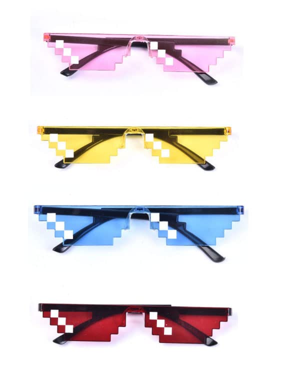 Kizrr [4 Pack Thug Life 8-Bit Pixel Pixelated Mosaic Sunglasses!