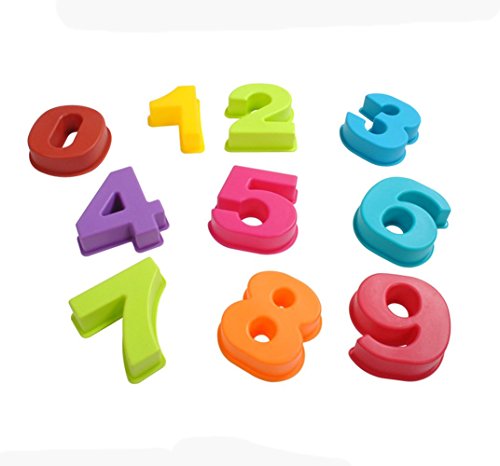 Yunko 10pcs Arabic Numerals 0-9 Baking Small Cake Mold Fudge Mold Soap Mold