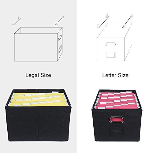 ATBAY File Storage Box Collapsible Large Capacity Office File Organizer for Letter/Legal Size Hanging File Folder Box, Black 2Pack