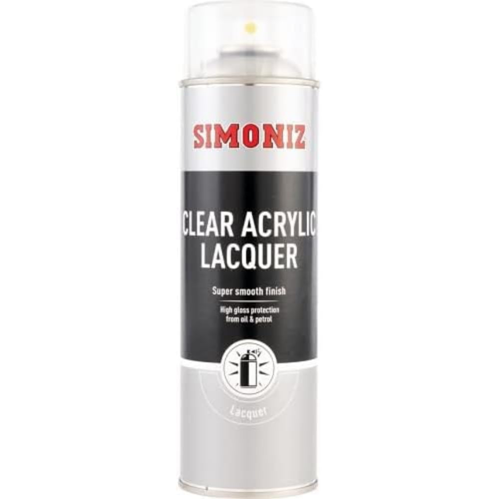 Simoniz Acrylic Clear Lacquer Spray Paint for Wood Metal, 500 ml