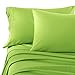 Honeymoon 1800 Brushed Microfiber Embroidered Bed Sheet Set, Ultra Soft, Queen - Lime Green