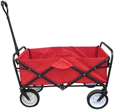 Wmaot Collapsible Folding Outdoor Utility Wagon for Shopping Traveling and Beach Park (red)