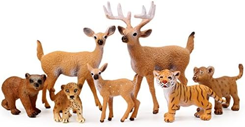 Deer Family Toy Figurines with Wild Animal Babies,Cubs Include Lion,Tiger,Cheetah,Bear