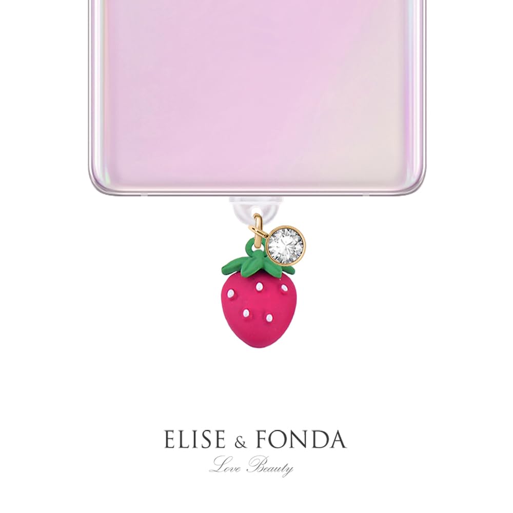 TP338 Type-C USB Charging Port Anti Dust Plug Little Strawberry Cell Phone Charm for Samsung/OnePlus/Xiaomi/oppo Android Phone iPhone 15/16 (Pink)