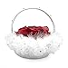 Buart Wedding Flower Girl Basket with Ostrich Fluff and Lace Flowers,9 inch by 9.5 inch