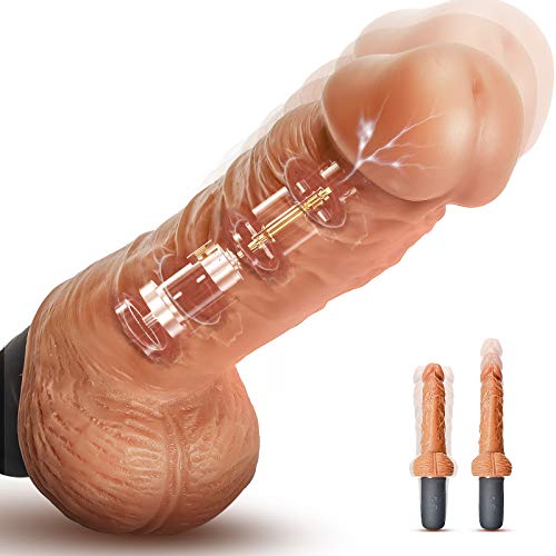 Fondlove Realistische Vibratoren mit Stoßfunktion Realistischer Dildo Erotik Sexspielzeug für Frauen mit Griff Weich Wasserdicht 9 Vibrationsmodi 3 Stoß-funktion