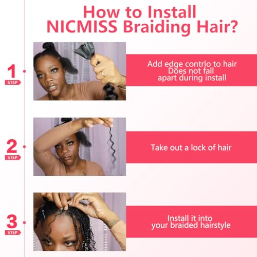 Human Braiding Hair 100g 16 Inches Water Wave Human Hair for Boho Braids Brazilian Virgin Curly Human Hair for Extensions Knotless Braids No Weft Boho Knotless Braids Bulk Natural Color