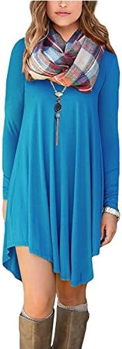 Tianlou Women's Long Sleeve Casual Loose T-Shirt Dress