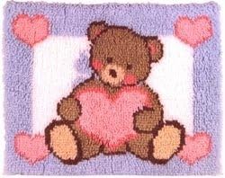Wonderart 20 Inch x27 Inch Latch Hook Kit-Teddy