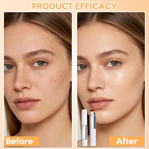 Blanc Cover Cream Stick V - Color Changing Foundation Stick with Volufiline - Hydrating Concealer Base Makeup, Dual-Ended with Built-in Brush, Portable for Daily Use (Natural)