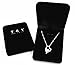 Fashion Women Silver Heart Pendant White Purple Amethyst Zircon Cystal Necklace with Gift Box (White)