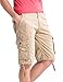 WenVen Men's Summer Cotton Twill Cargo Shorts, Light Khaki, 38