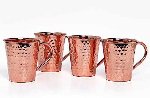 Sparta Moscow Mule 100% Solid Pure Copper Mug /Cup (18-ounce/set of 4, Hammered)