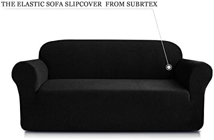 SUBRTEX Stretch Loveseat Slipcover 1 Piece Sofa Covers for 2 Cushion Couch Washable 2 Seater Sofa Slipcovers for Living Room(Black,Medium)