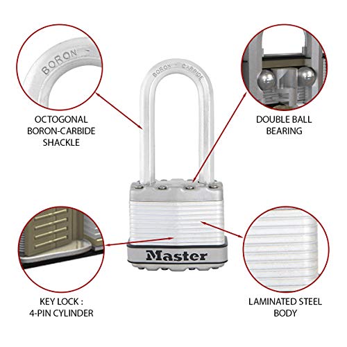 MASTER LOCK Heavy Duty Padlock [Key] [Laminated Steel] [Long Shackle