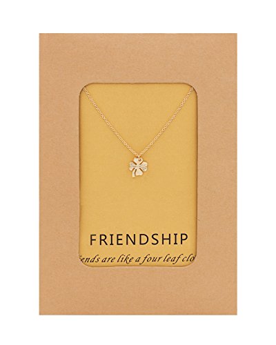Zealmer Four Leaf Clover Necklace Lucky Charm Necklace Best Friends Gift for Women with Card - Thumbnail 5