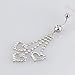 Vktech® New Three Chain Crystal Heart Dangle Navel Belly Button Ring Piercing Jewelry