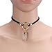 KISSPAT Choker Necklace Black Natural Clear White Quartz Crystal Pendant for Women
