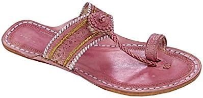 Nice Looking Bay Pink Punching Kolapuri Chappal for Women KRKA-W-352